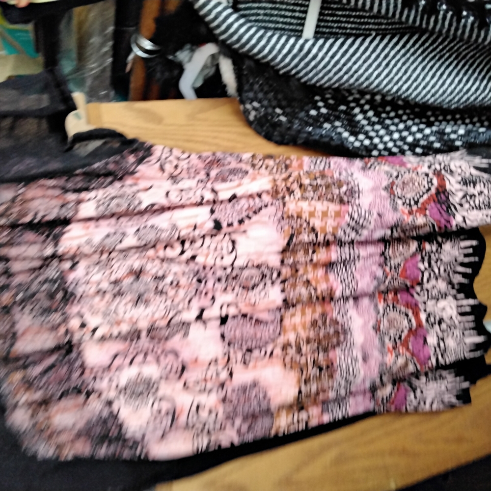 Pink and Black Bubble Midi Tee with Pleats